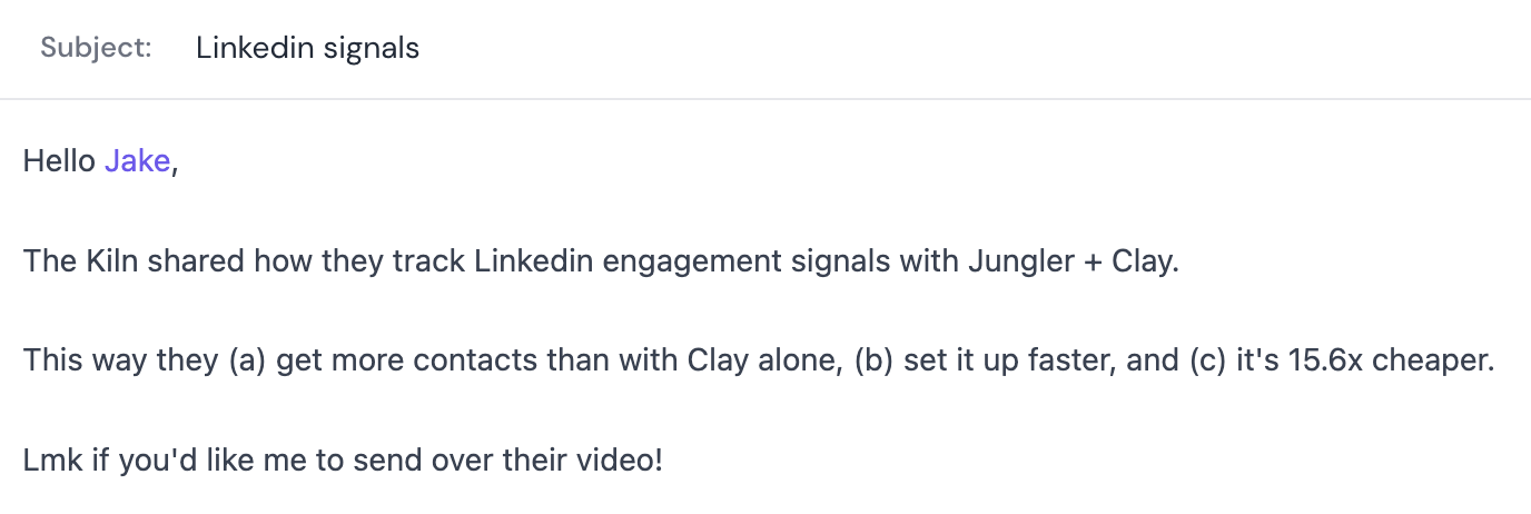 Customer engagement email example
